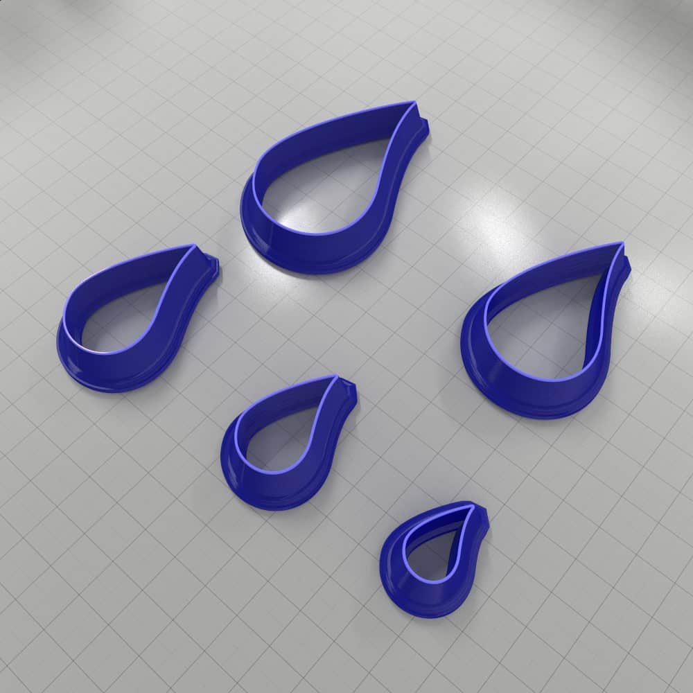 Asymmetric drop polymer clay earring cutter, mirrored pair