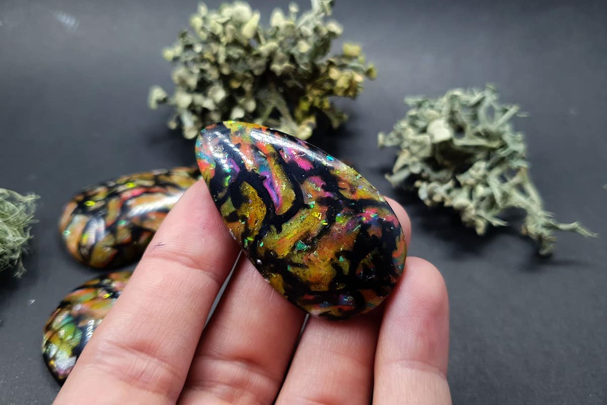 4 cabochons Faux Boulder Opal Stone #1 Cabochons SweetyBijou Cabochons   