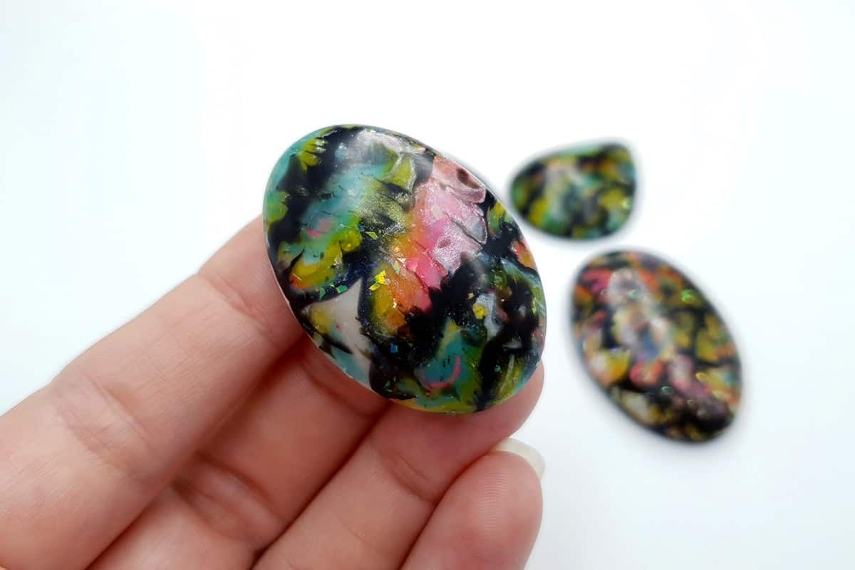 4 cabochons Faux Boulder Opal Stone Cabochons SweetyBijou Cabochons   