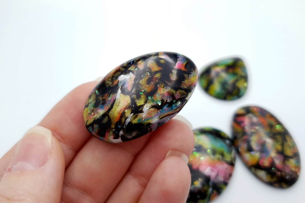 4 cabochons Faux Boulder Opal Stone Cabochons SweetyBijou Cabochons   