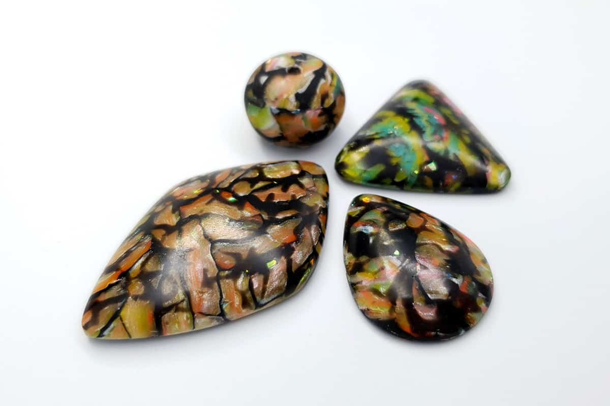 Faux Boulder Opal Stone 4 cabochons Cabochons SweetyBijou Cabochons   