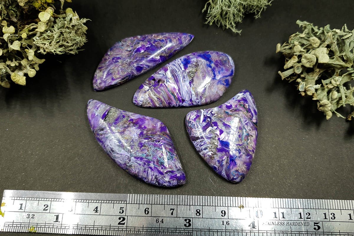 4 cabochons set faux charoite stone Cabochons SweetyBijou Cabochons   