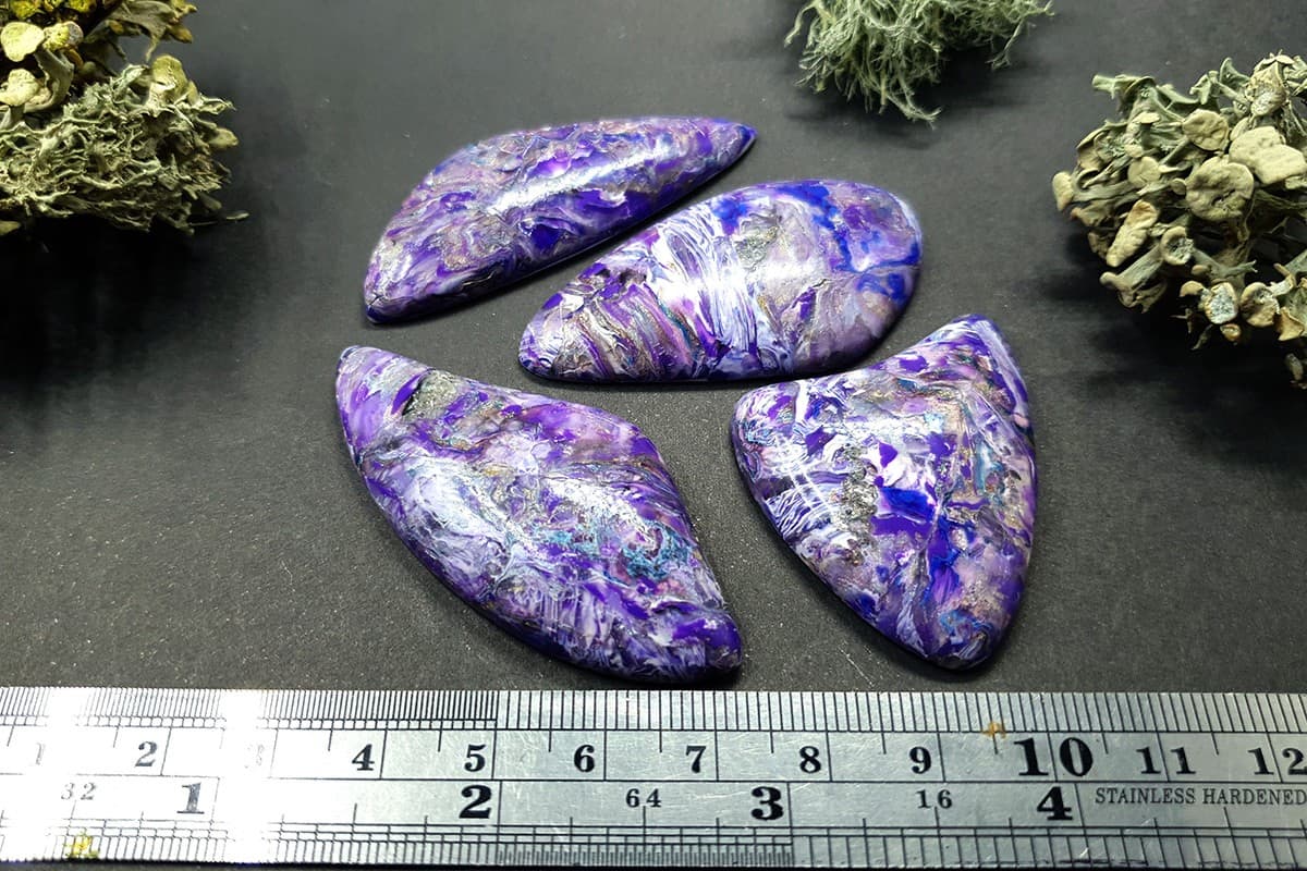 4 cabochons set faux charoite stone Cabochons SweetyBijou Cabochons   
