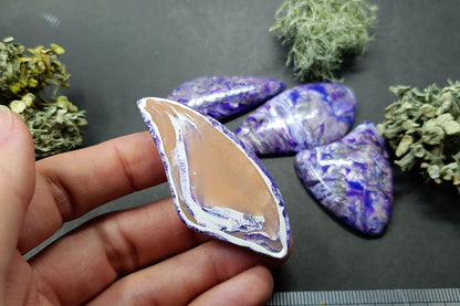 4 cabochons set faux charoite stone Cabochons SweetyBijou Cabochons   
