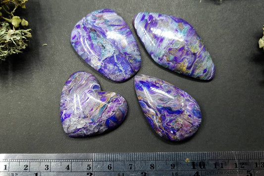 4 cabochons faux charoite stone from polymer clay Cabochons SweetyBijou Cabochons   