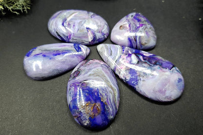 Faux Charoite clay stone 5 cabochons Cabochons SweetyBijou Cabochons   