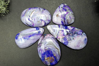 Faux Charoite clay stone 5 cabochons Cabochons SweetyBijou Cabochons   