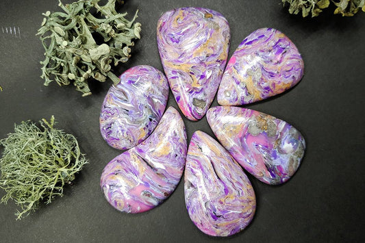 6 cabochons Faux Charoite Clay Stone Cabochons SweetyBijou Cabochons   