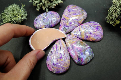 6 cabochons Faux Charoite Clay Stone Cabochons SweetyBijou Cabochons   
