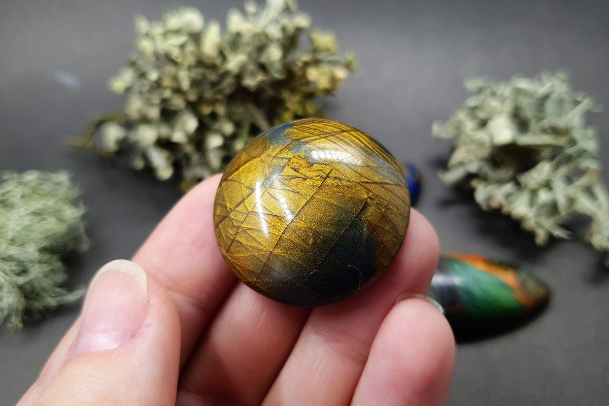 Faux Labradorite Stones, 5 cabochons Cabochons SweetyBijou Cabochons   