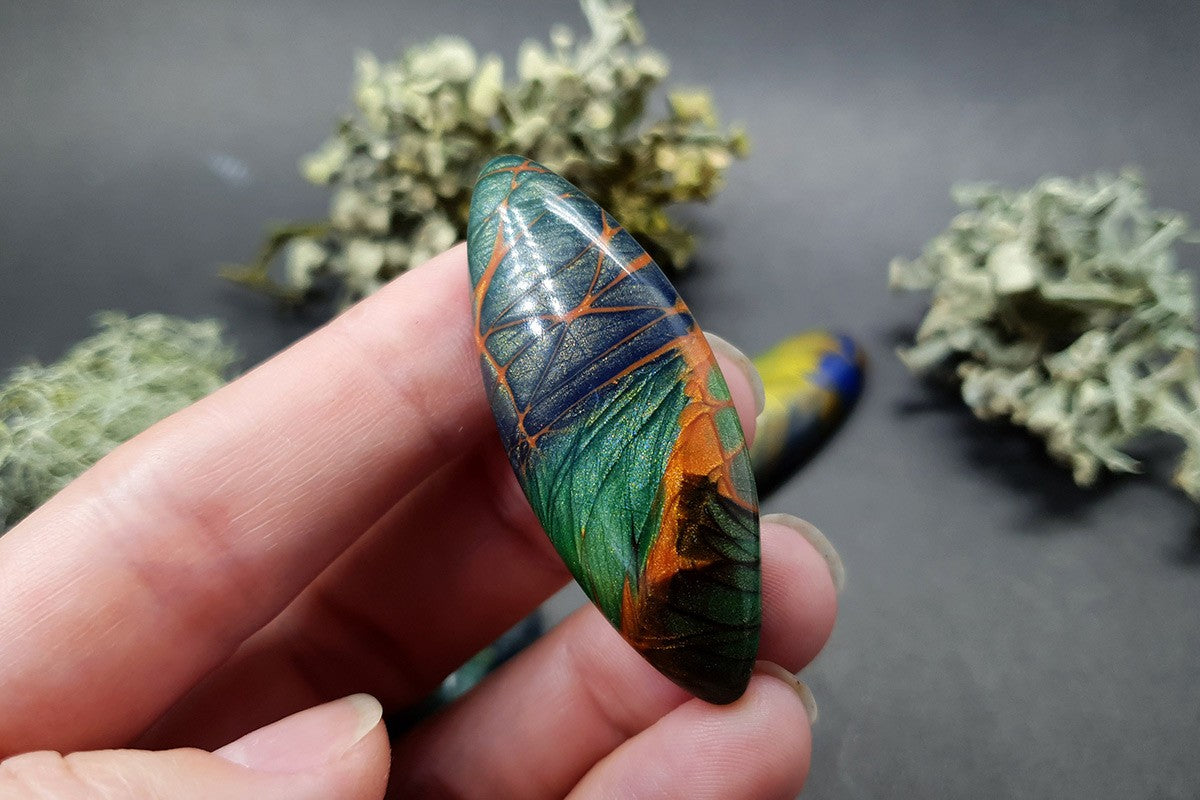 Faux Labradorite Stones, 5 cabochons Cabochons SweetyBijou Cabochons   