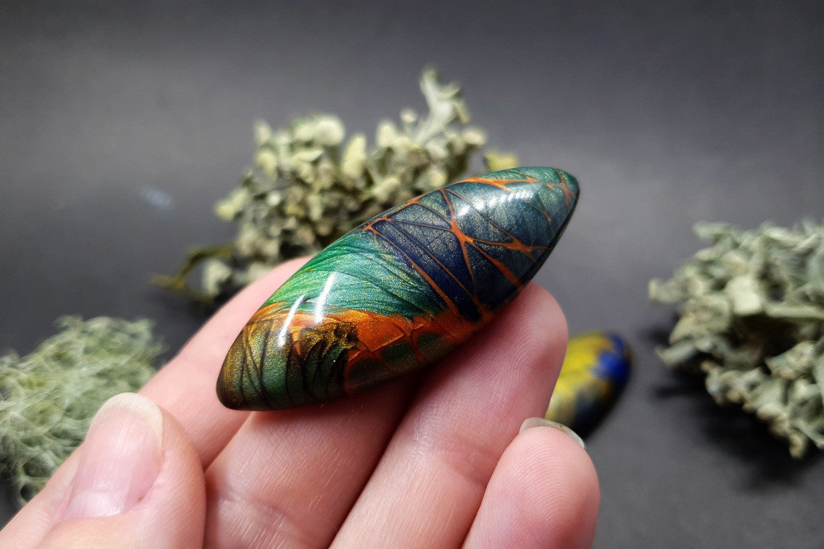 Faux Labradorite Stones, 5 cabochons Cabochons SweetyBijou Cabochons   