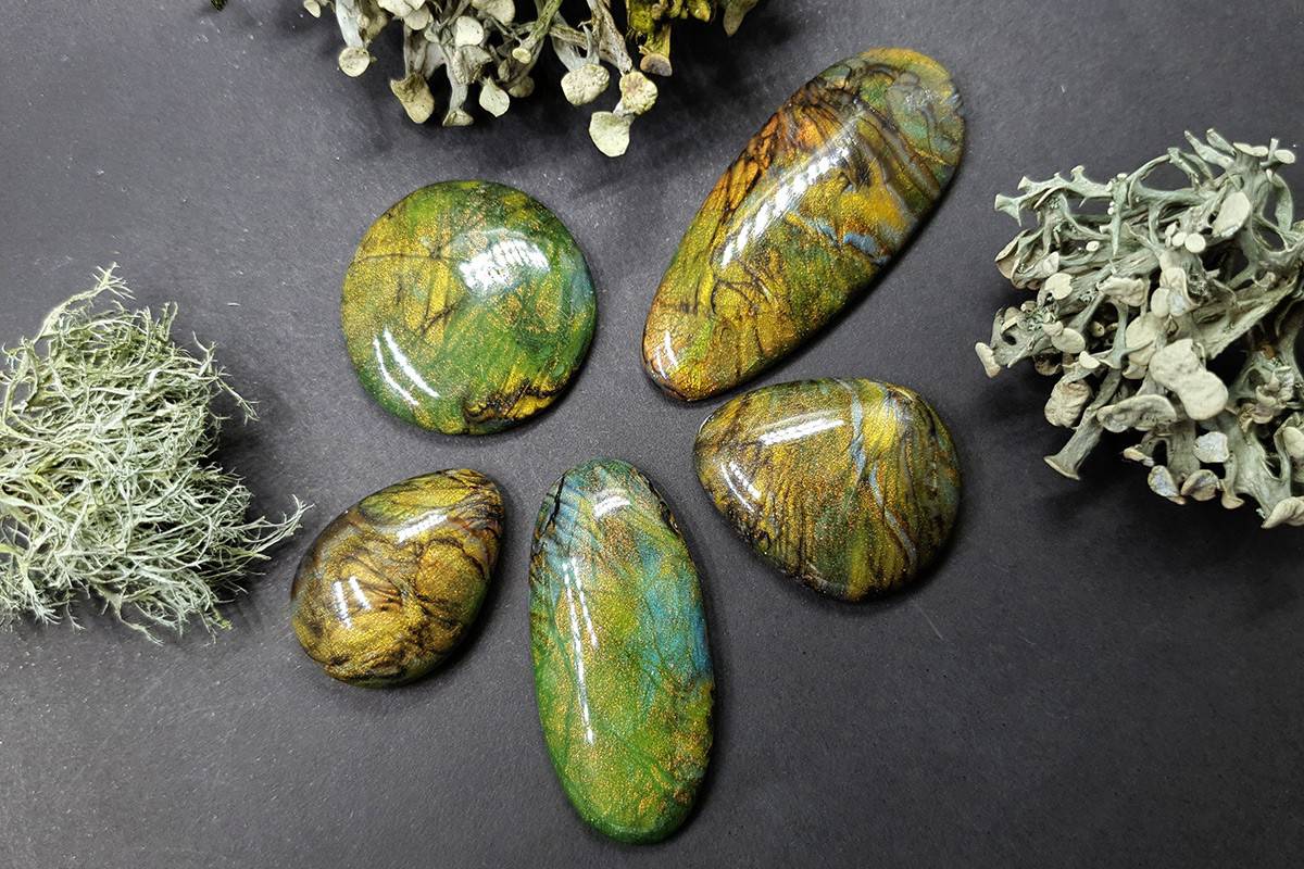 Faux Labradorite Stones 5 cabochons Cabochons SweetyBijou Cabochons   