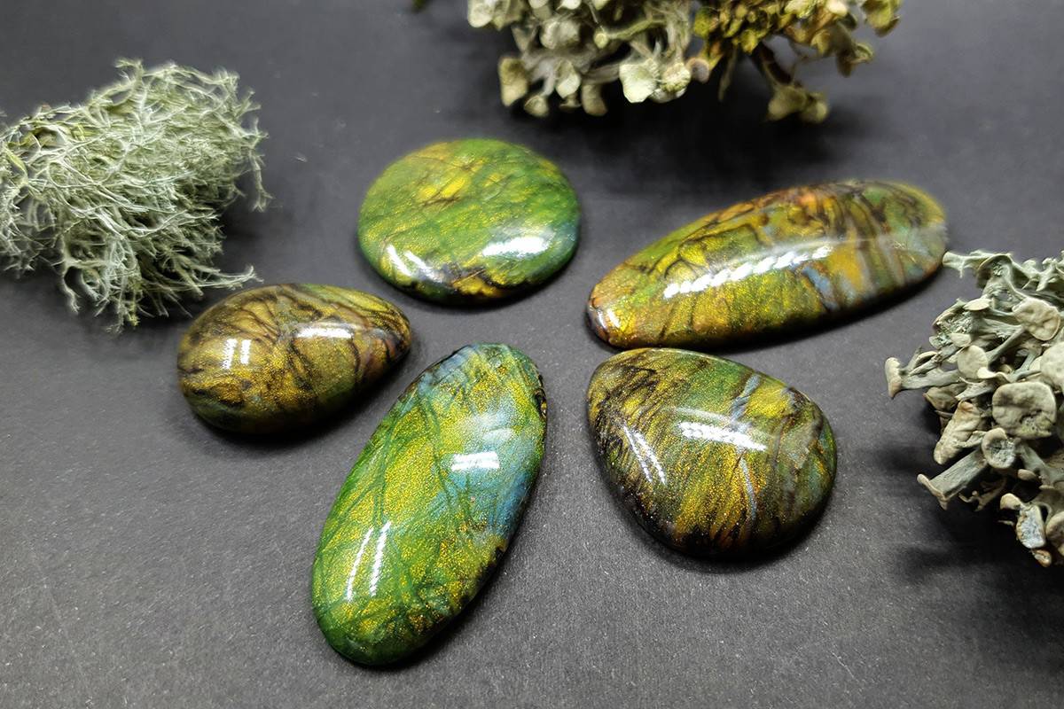 Faux Labradorite Stones 5 cabochons Cabochons SweetyBijou Cabochons   