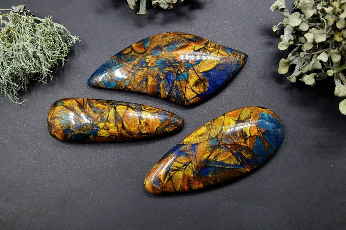 Set of 3 cabochons - faux labradorite stone Cabochons SweetyBijou Cabochons Default Title  