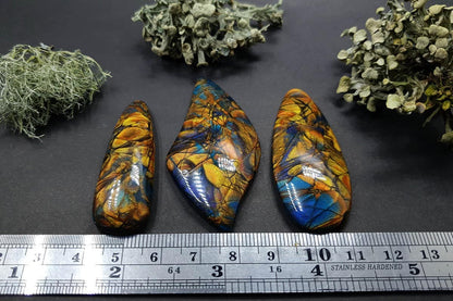 Set of 3 cabochons - faux labradorite stone Cabochons SweetyBijou Cabochons   