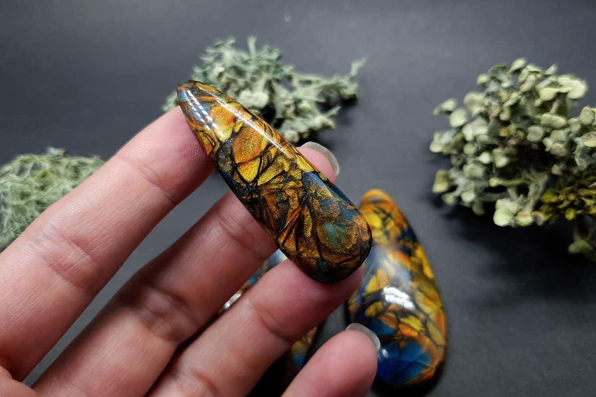 Set of 3 cabochons - faux labradorite stone Cabochons SweetyBijou Cabochons   