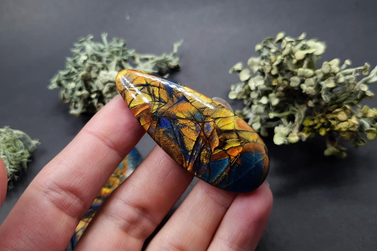 Set of 3 cabochons - faux labradorite stone Cabochons SweetyBijou Cabochons   