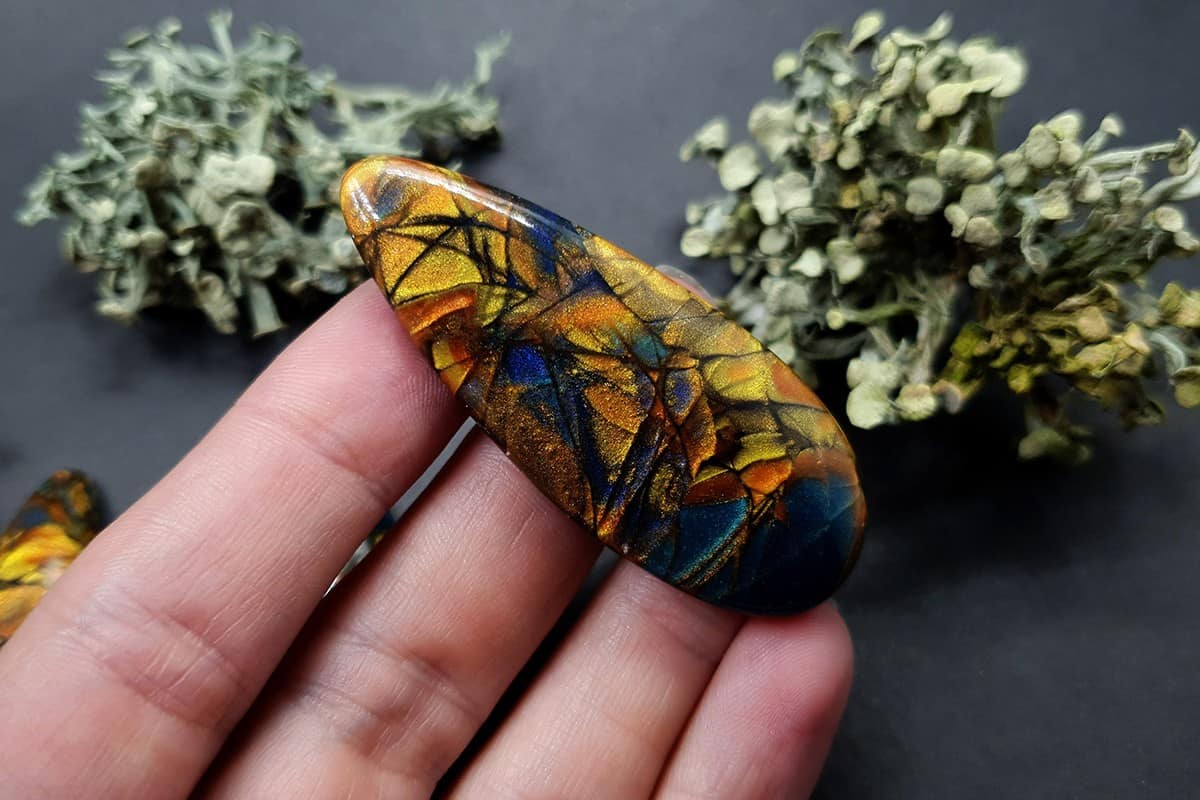 Set of 3 cabochons - faux labradorite stone Cabochons SweetyBijou Cabochons   