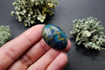 4 cabochons Faux Labradorite Stone, Polymer Clay Cabochons SweetyBijou Cabochons   