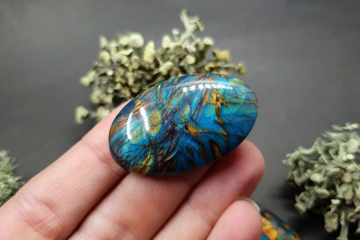 4 cabochons Faux Labradorite Stones, Polymer Clay Cabochons SweetyBijou Cabochons   