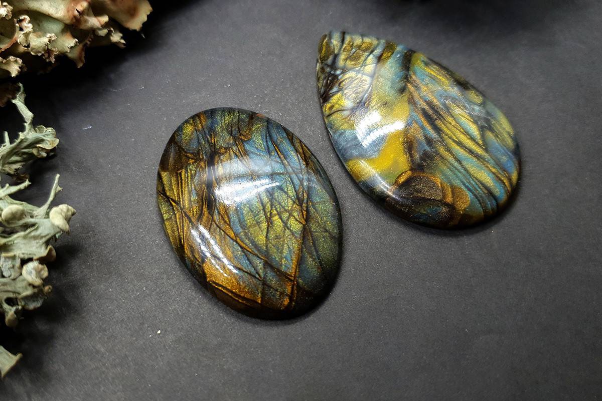 2 cabochons faux labradorite stone #2 Cabochons SweetyBijou Cabochons   
