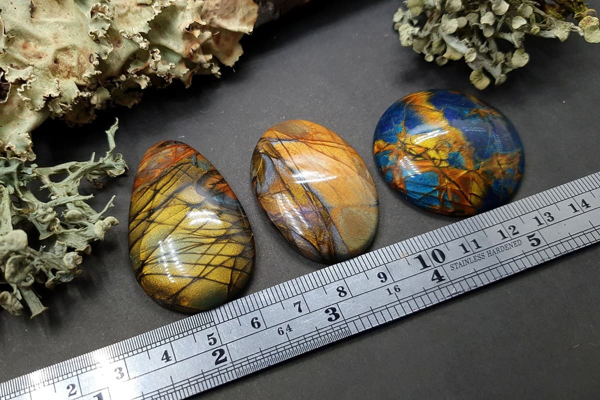 3 cabochons faux labradorite stones Cabochons SweetyBijou Cabochons   