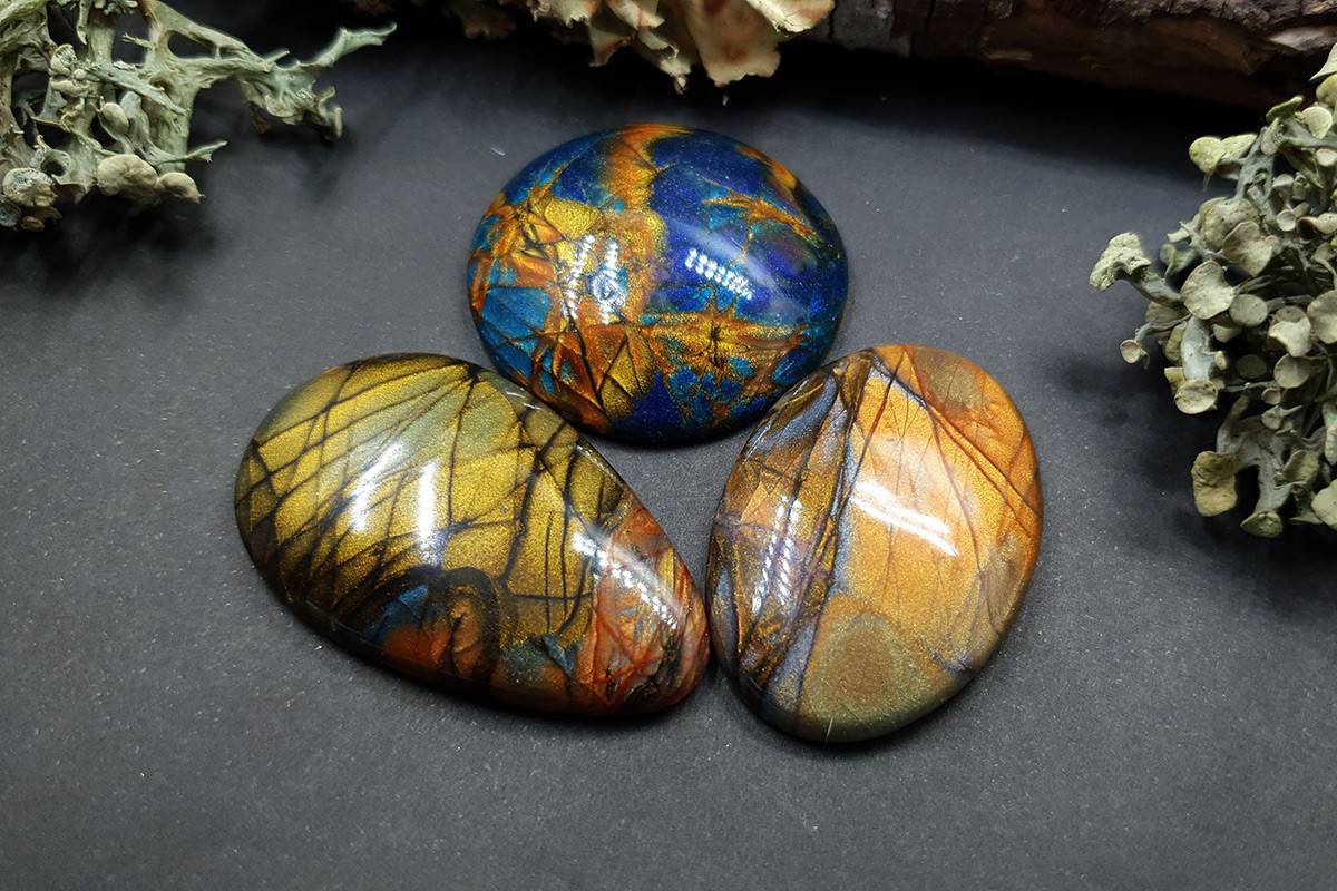 3 cabochons faux labradorite stones Cabochons SweetyBijou Cabochons   
