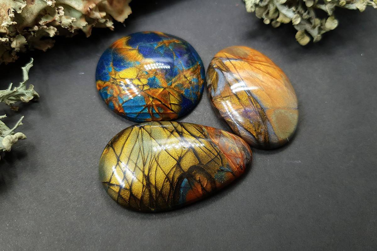 3 cabochons faux labradorite stones Cabochons SweetyBijou Cabochons   