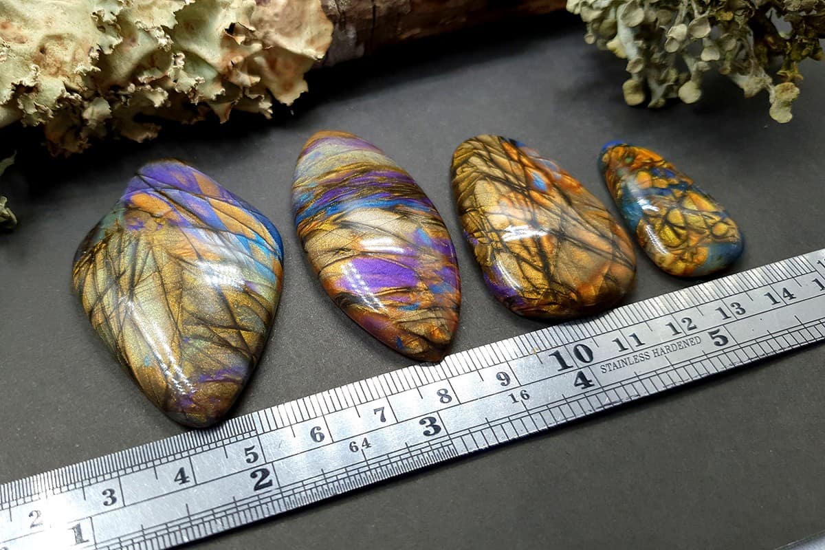 4 cabochons faux labradorite stone #2 Cabochons SweetyBijou Cabochons   