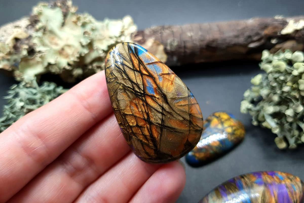 4 cabochons faux labradorite stone #2 Cabochons SweetyBijou Cabochons   