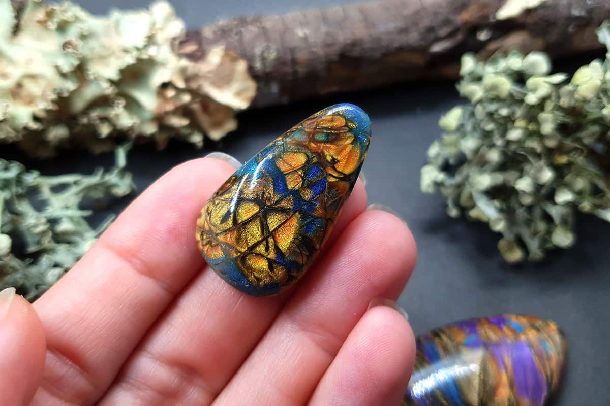 4 cabochons faux labradorite stone #2 Cabochons SweetyBijou Cabochons   