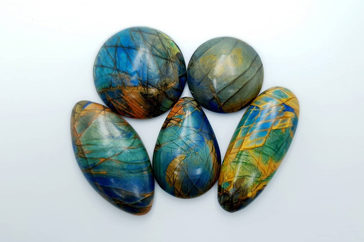 5 cabochons Faux Labradorite Stone Cabochons SweetyBijou Cabochons Default Title  