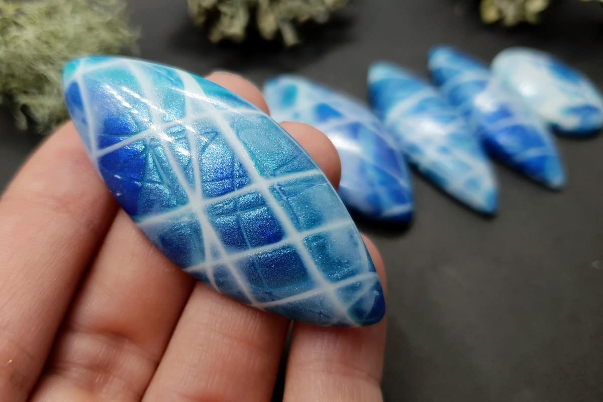 5 cabochons Faux Larimar Stone from Polymer Clay #1 Cabochons SweetyBijou Cabochons   