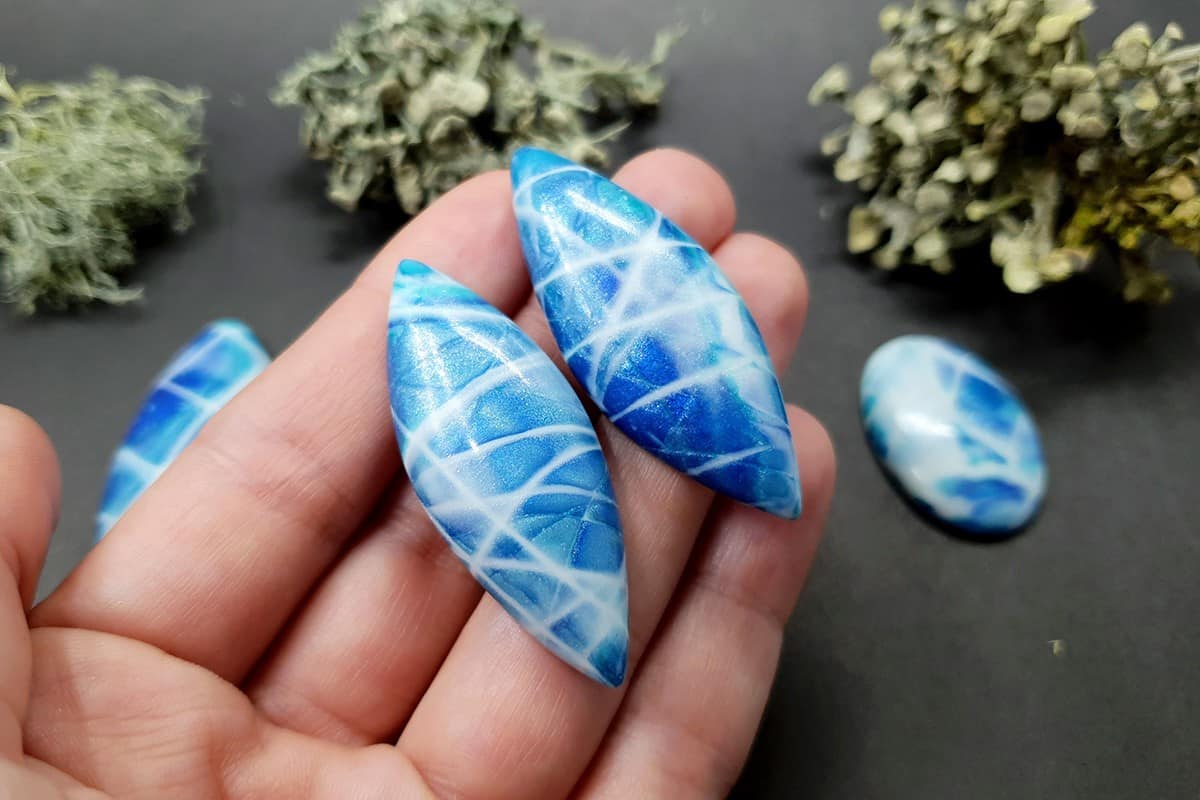 5 cabochons Faux Larimar Stone from Polymer Clay #1 Cabochons SweetyBijou Cabochons   