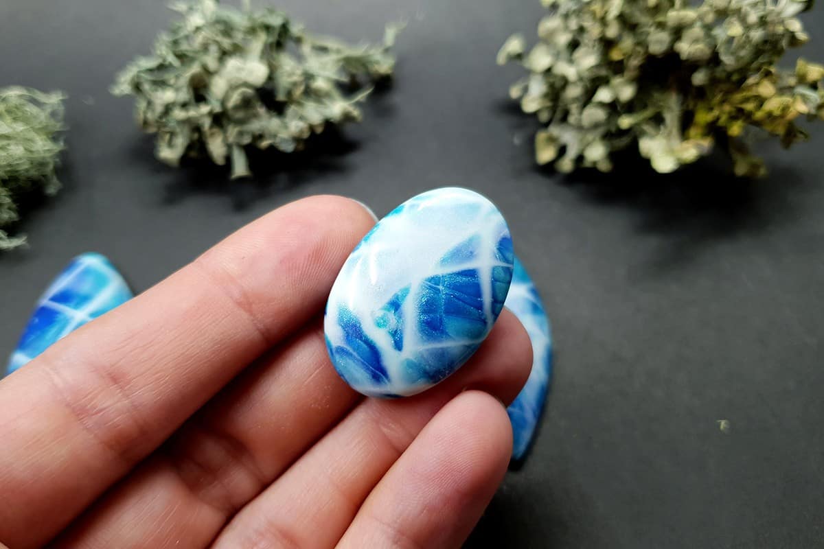 5 cabochons Faux Larimar Stone from Polymer Clay #1 Cabochons SweetyBijou Cabochons   