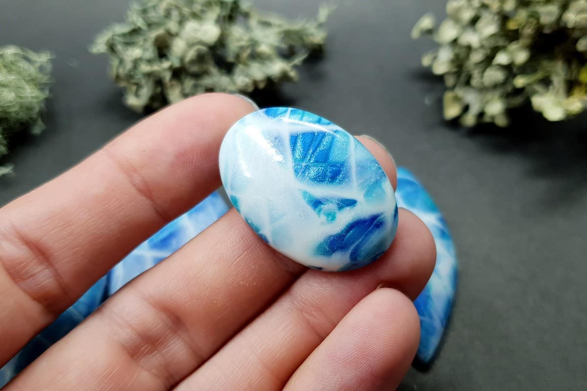 5 cabochons Faux Larimar Stone from Polymer Clay #1 Cabochons SweetyBijou Cabochons   