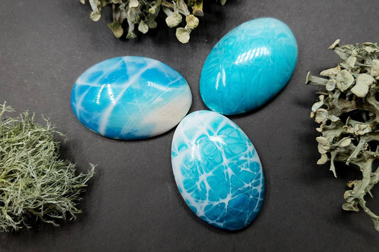 3 cabochons Faux Larimar Stone from Polymer Clay #4 Cabochons SweetyBijou Cabochons Default Title  