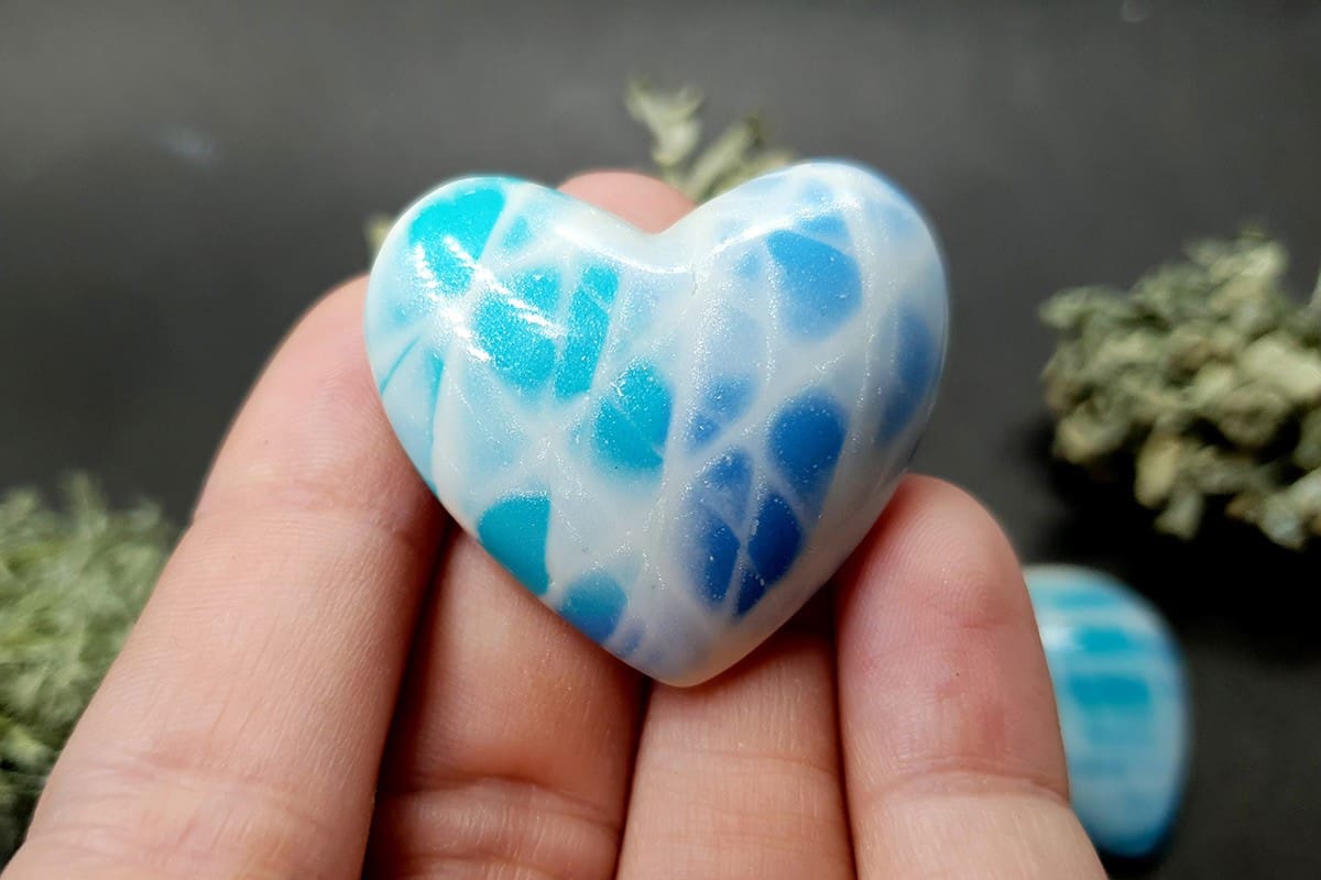 3 cabochons faux larimar stone from polymer clay #5 Cabochons SweetyBijou Cabochons   