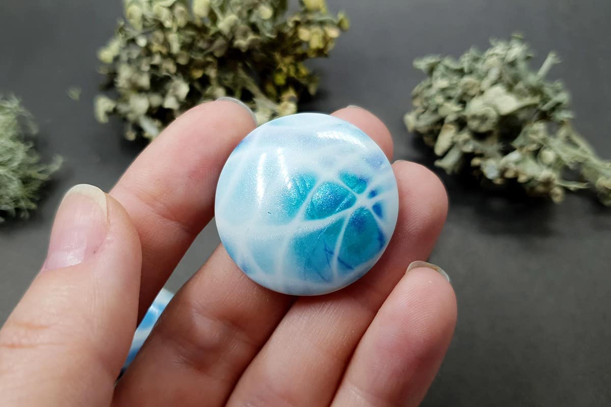 3 cabochons faux larimar stone from polymer clay #5 Cabochons SweetyBijou Cabochons   