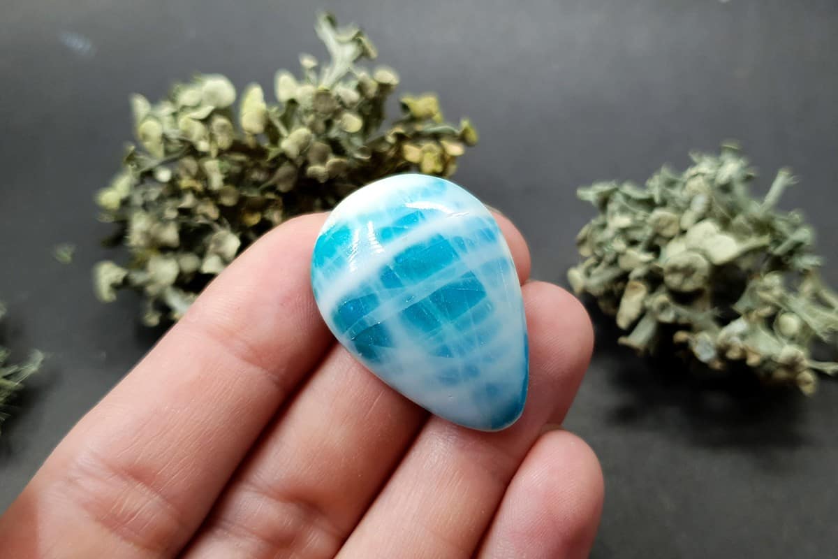 3 cabochons faux larimar stone from polymer clay #5 Cabochons SweetyBijou Cabochons   