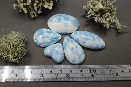 5 cabochons Faux Larimar Stone from Polymer Clay #6 Cabochons SweetyBijou Cabochons   