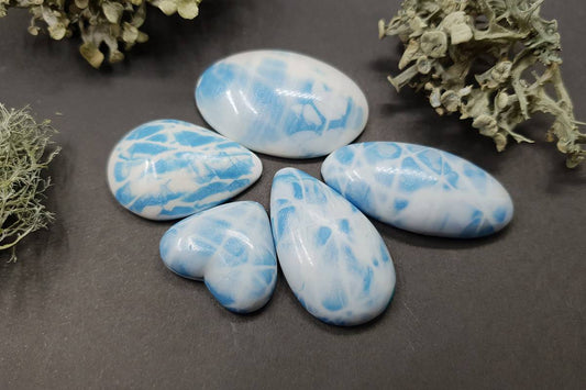 5 cabochons Faux Larimar Stone from Polymer Clay #6 Cabochons SweetyBijou Cabochons Default Title  