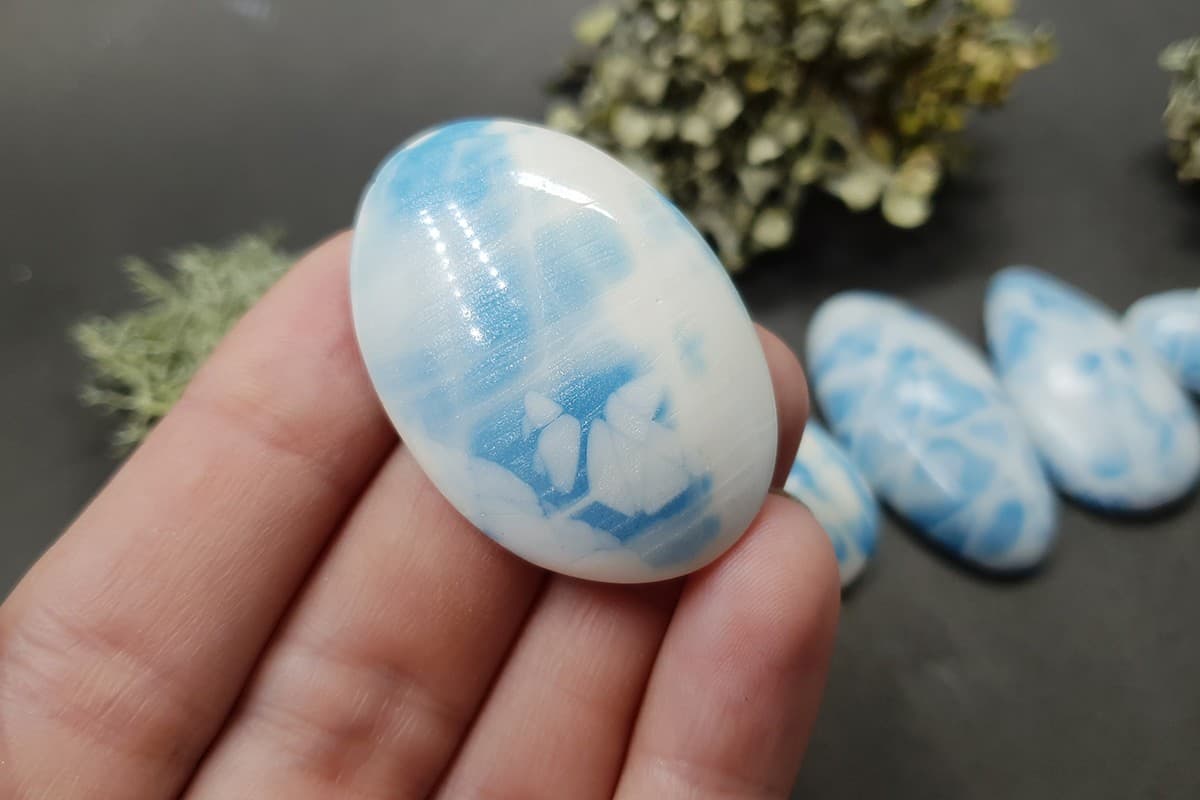 5 cabochons Faux Larimar Stone from Polymer Clay #6 Cabochons SweetyBijou Cabochons   
