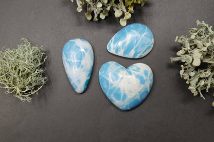 3 cabochons Faux Larimar Stone, Set #8 Cabochons SweetyBijou Cabochons Default Title  