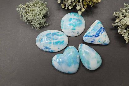 5 cabochons Faux Larimar Stone from Polymer Clay #9 Cabochons SweetyBijou Cabochons   