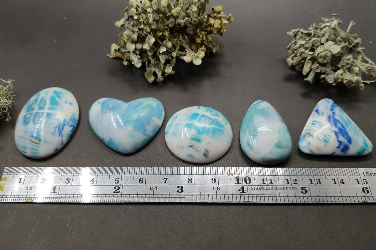 5 cabochons Faux Larimar Stone from Polymer Clay #9 Cabochons SweetyBijou Cabochons   