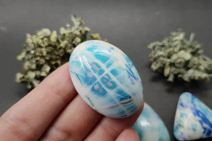 5 cabochons Faux Larimar Stone from Polymer Clay #9 Cabochons SweetyBijou Cabochons   