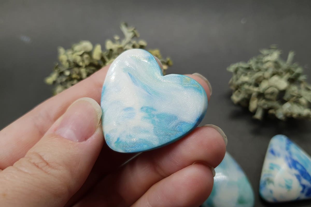 5 cabochons Faux Larimar Stone from Polymer Clay #9 Cabochons SweetyBijou Cabochons   