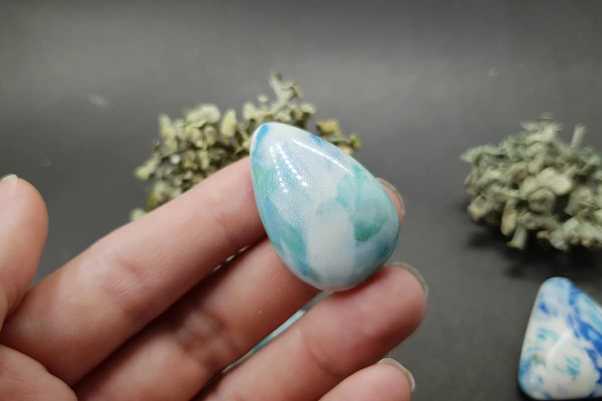 5 cabochons Faux Larimar Stone from Polymer Clay #9 Cabochons SweetyBijou Cabochons   